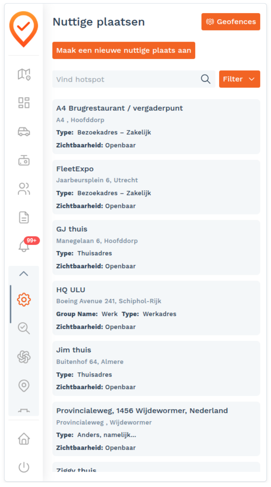 Nuttige plaatsen (POI's): Het scherm in één oogopslag (screenshot uit de handleiding, pagina 112)