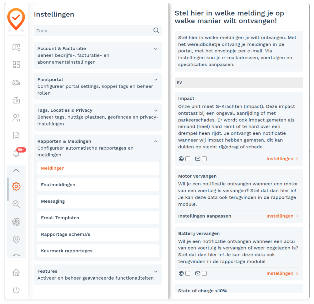 Instellingen: Een onderdeel openen (screenshot uit de handleiding, pagina 136)