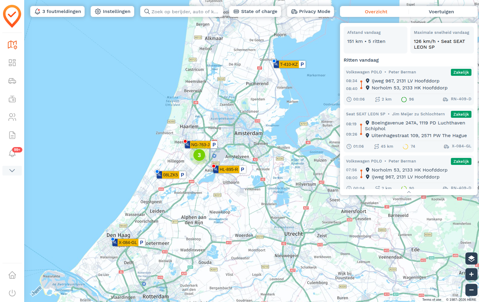 Live map: Het hoofdscherm in één oogopslag (screenshot uit de handleiding, pagina 4)