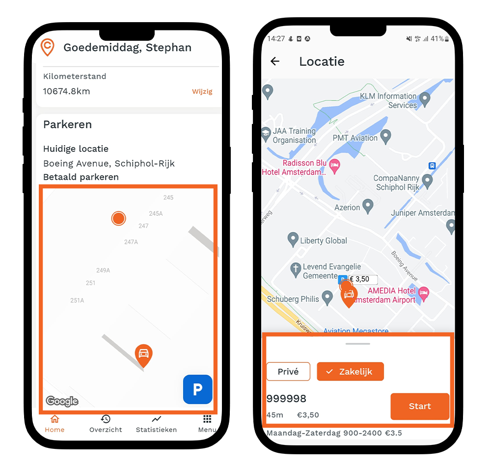 Een parkeerzone kiezen via de homepagina