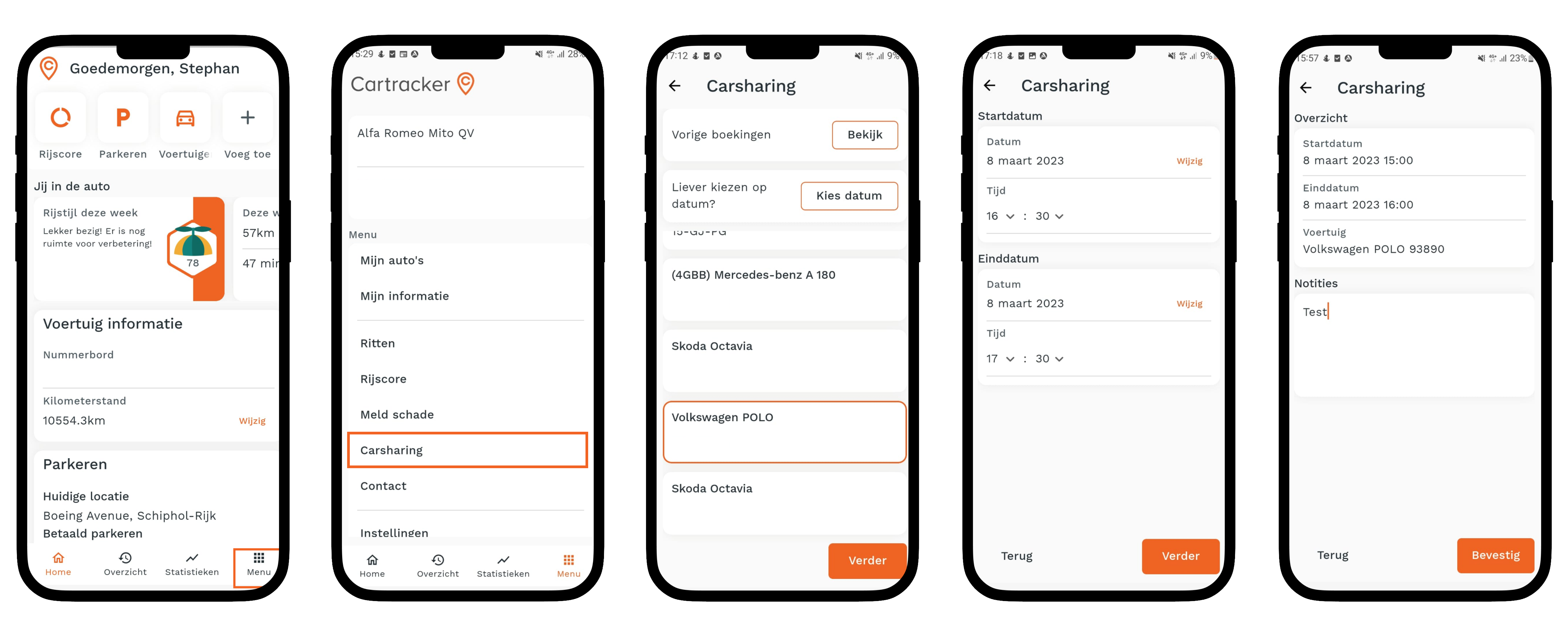 Een specifieke poolauto kiezen in de app