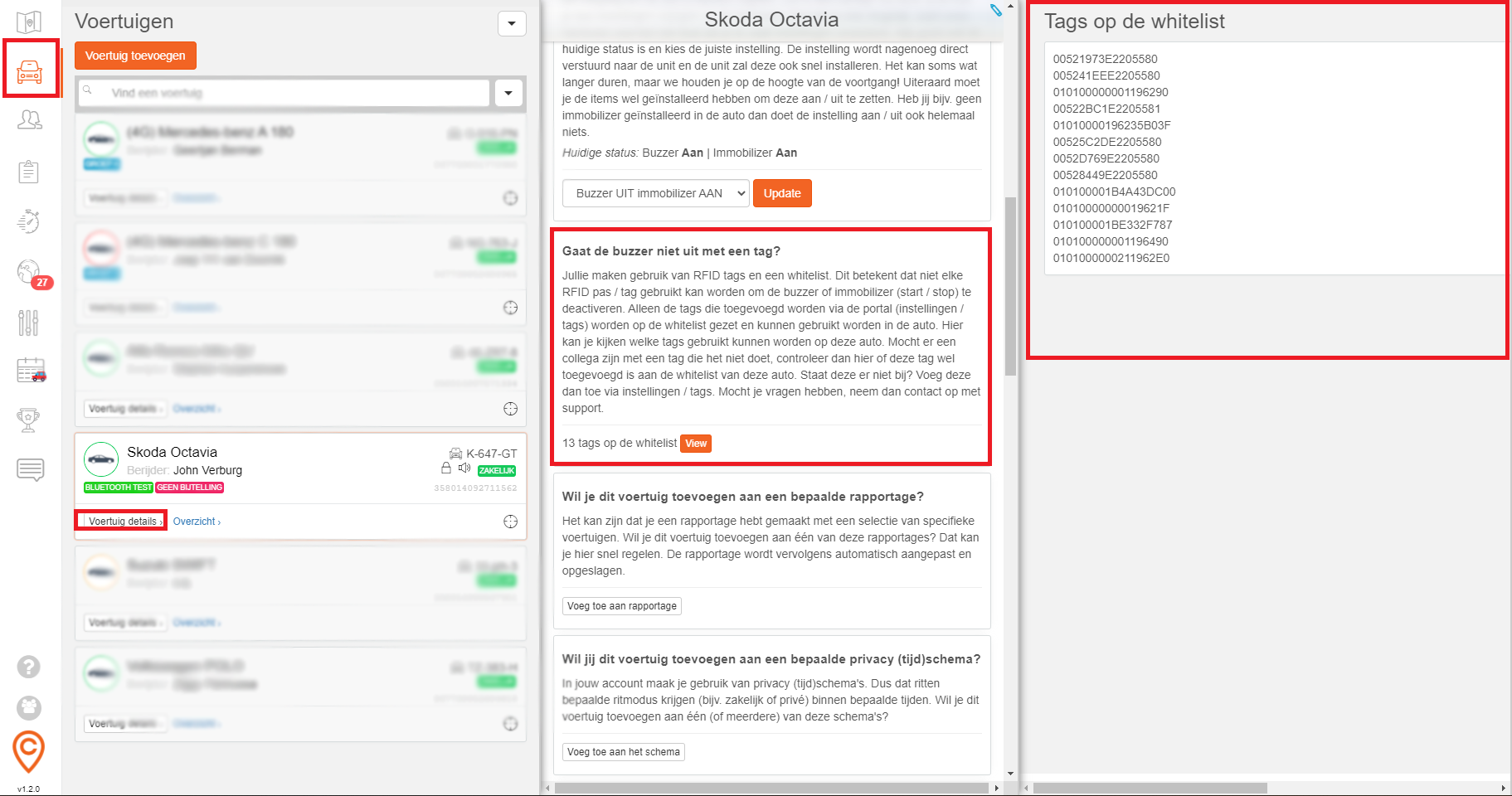 Whitelist en gekoppelde tags