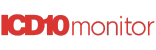 ICD10 monitor logo with bold red ICD10 text and thin red monitor text on white background.