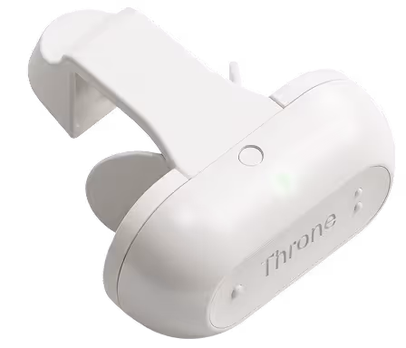 Throne device front view showing motion sensor and status light