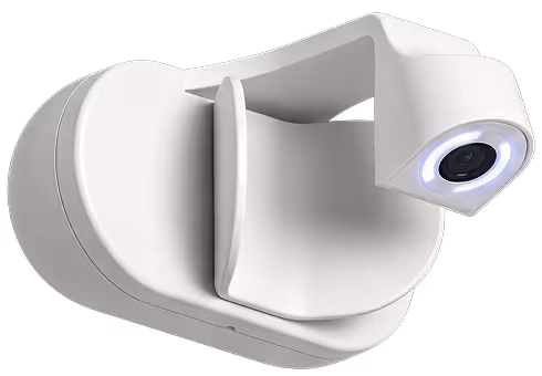 Throne device underside showing sensors and flexible fins