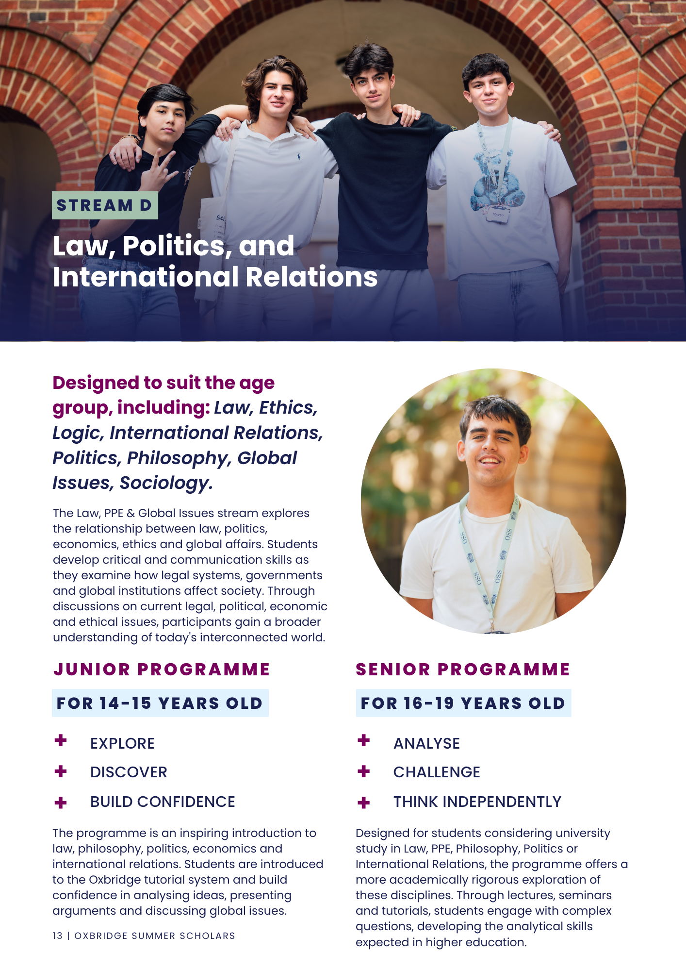 Law and International Relations stream at Oxbridge Summer Scholars, introducing students to law, politics, global affairs and international relations.