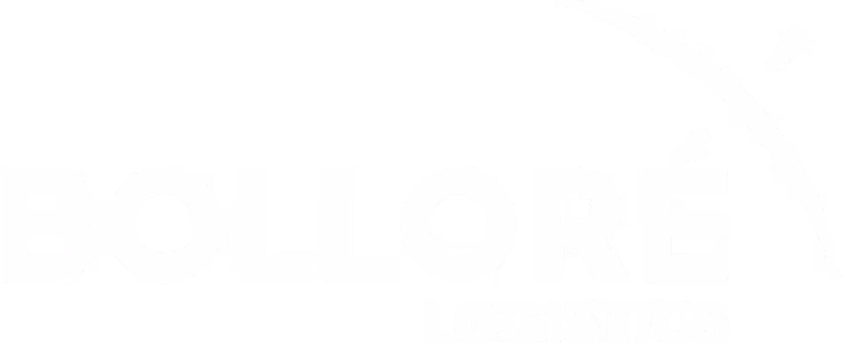 Bolloré Logistics logo with a stylized arc and three small lines above it