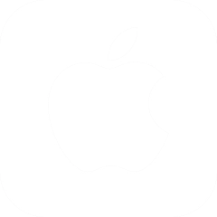 Apple brand logo with a bite taken out of the right side.