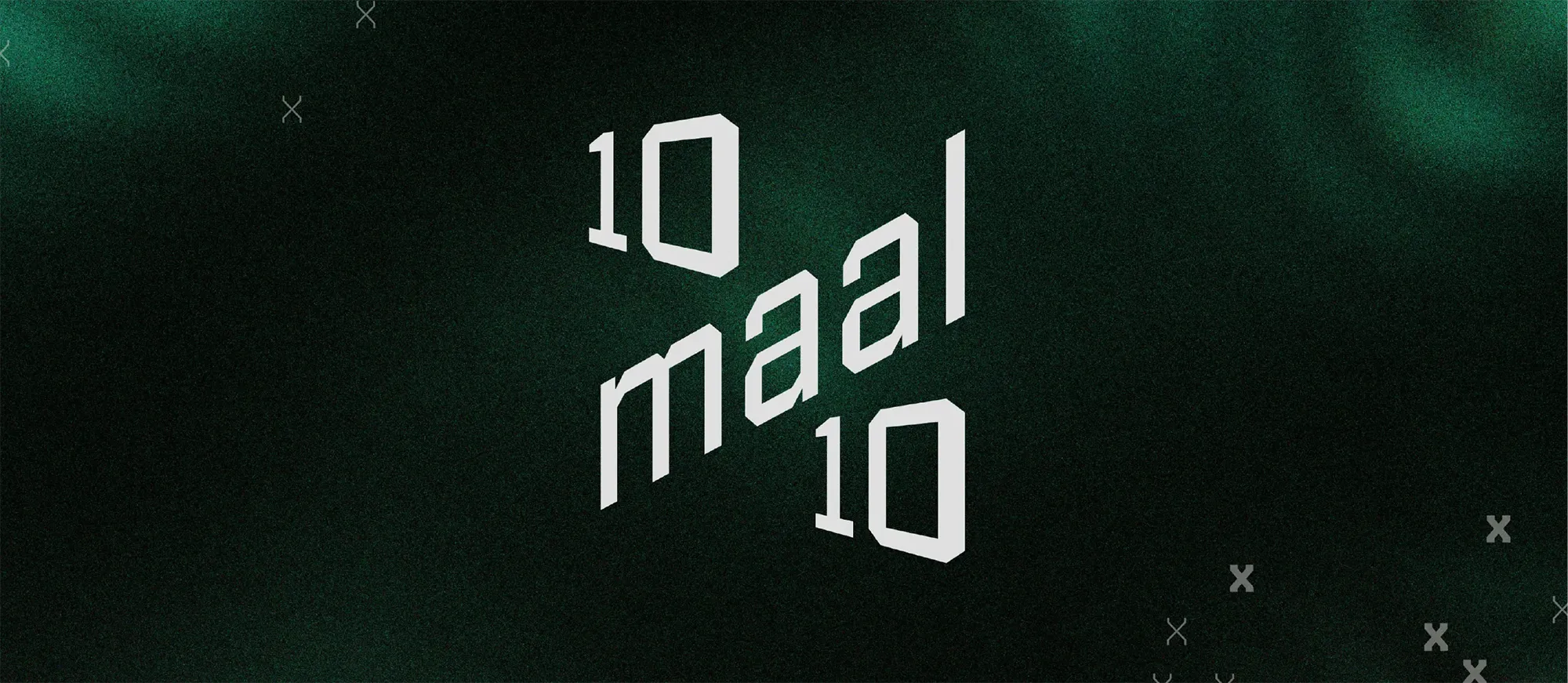 10maal10 logo in light against a dark green gradient background.