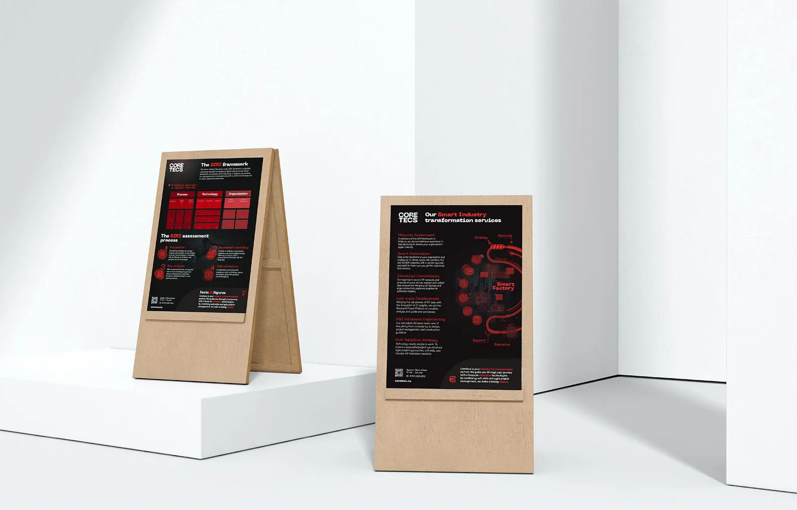 Compact logo of Coretecs in red centered on a dark grey background.