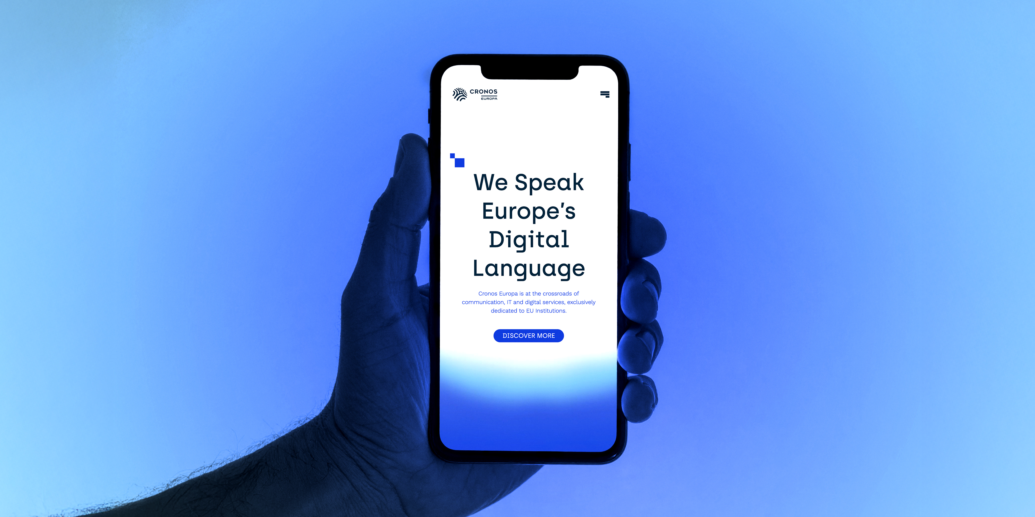 Screenshot of one of the webpages of Cronos Europa displaying different services; some text and image backgrounds.