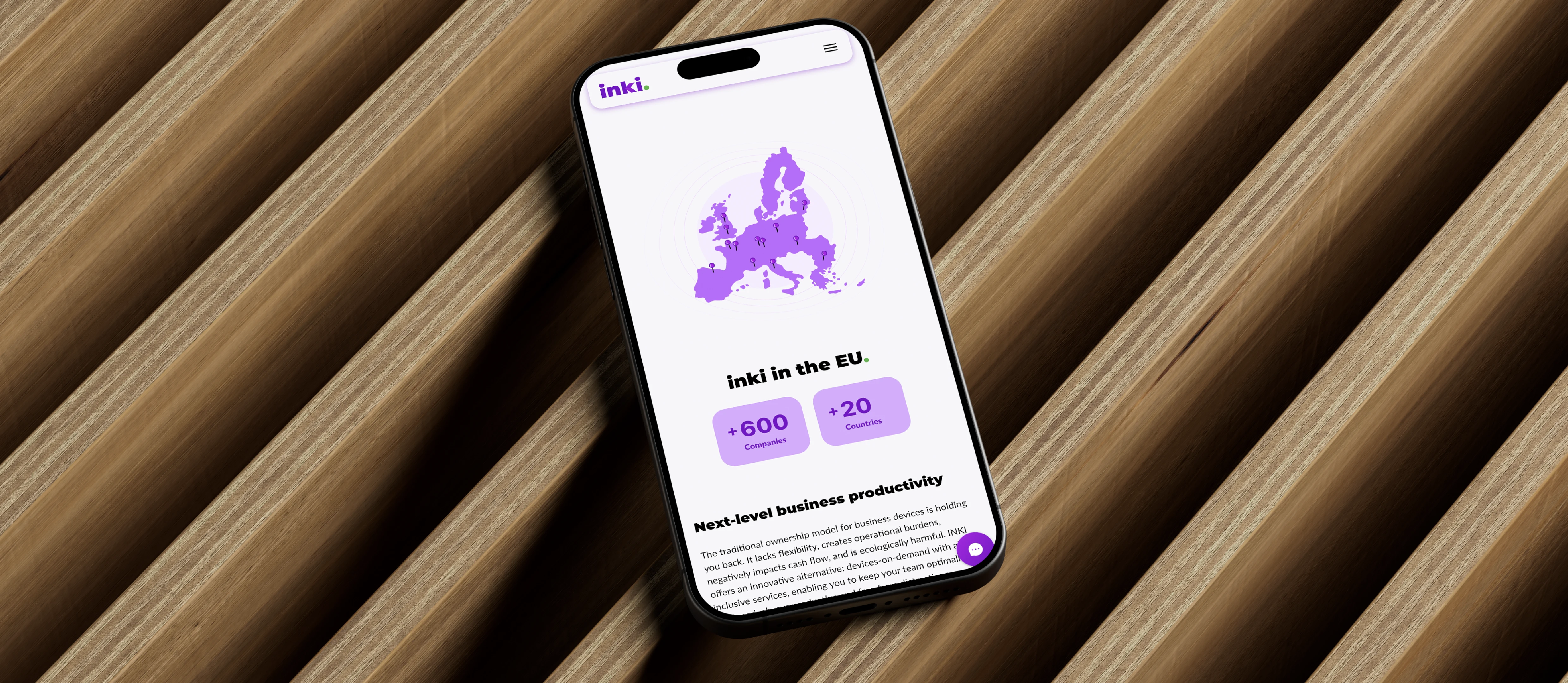A flatlay image of an iPhone with the main visual of INKI