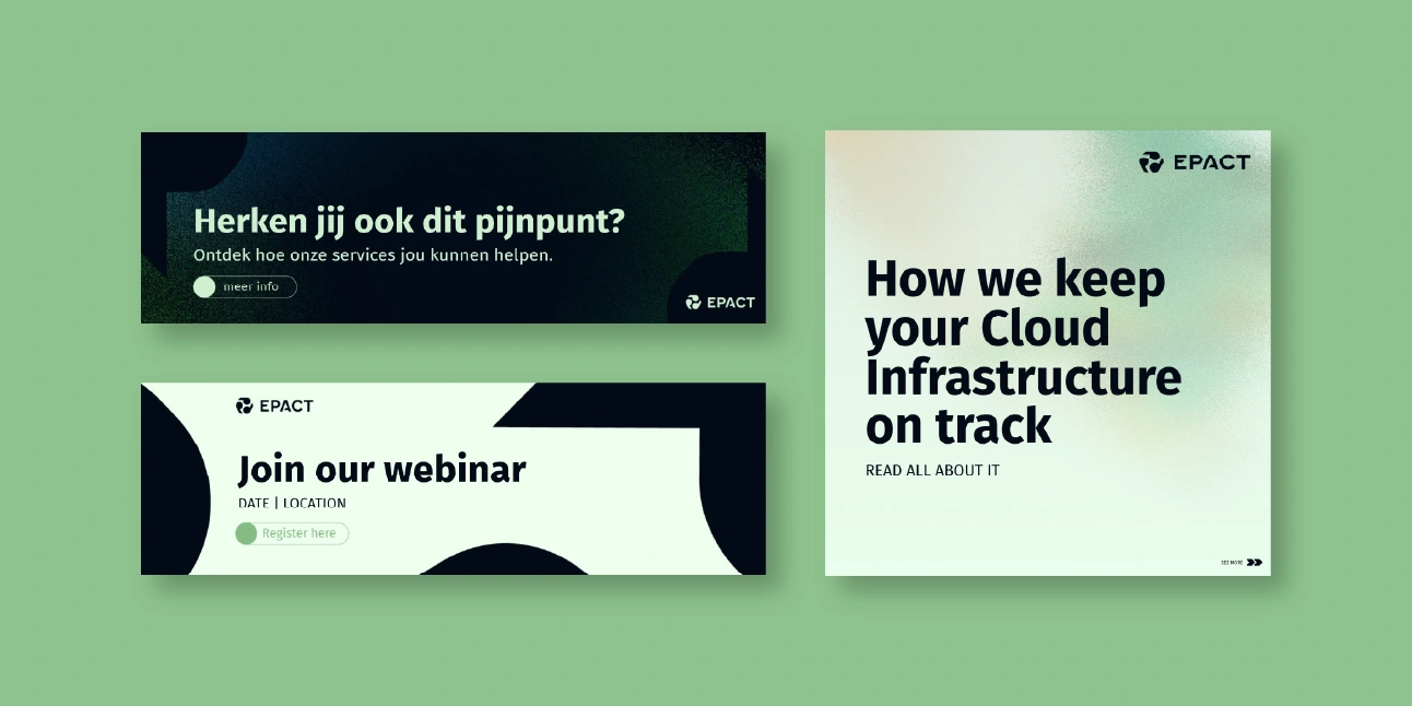 Carousel and event announcement templates made in Canva, filled in with text against a beige background.