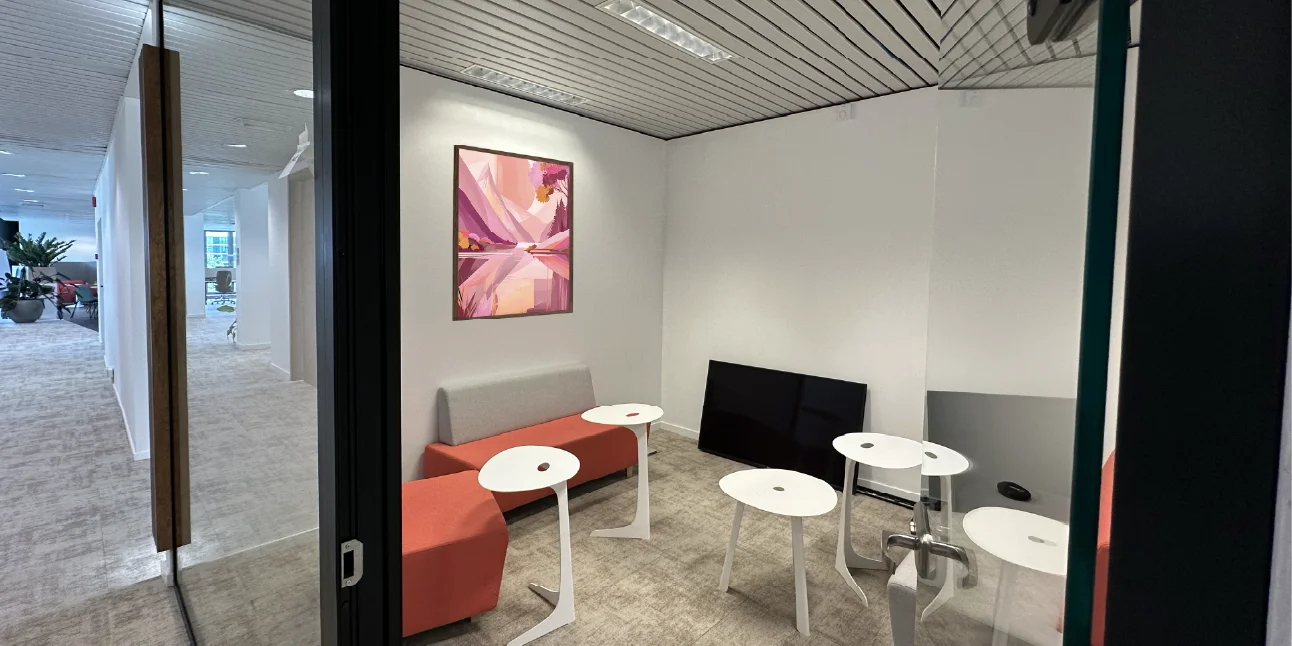 Photo of an eri meeting rooms with 1 poster.