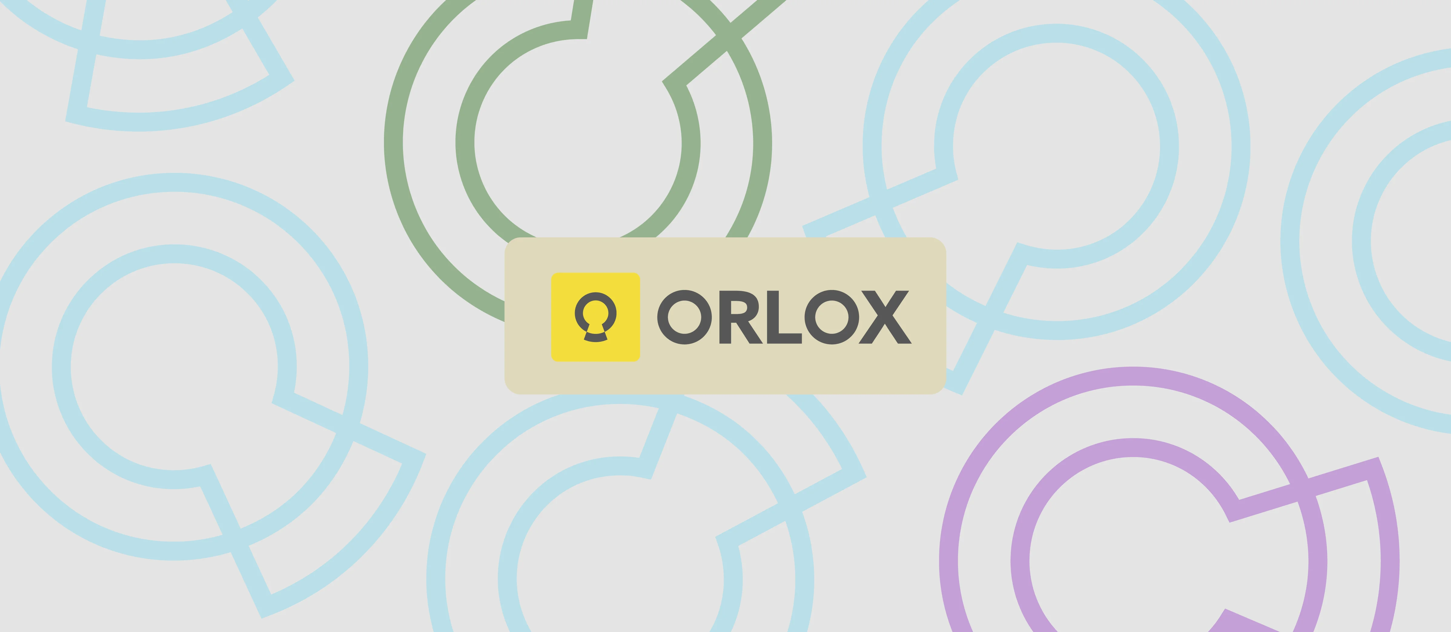 Mockup of the Orlox logo with some brand elements against a light background.