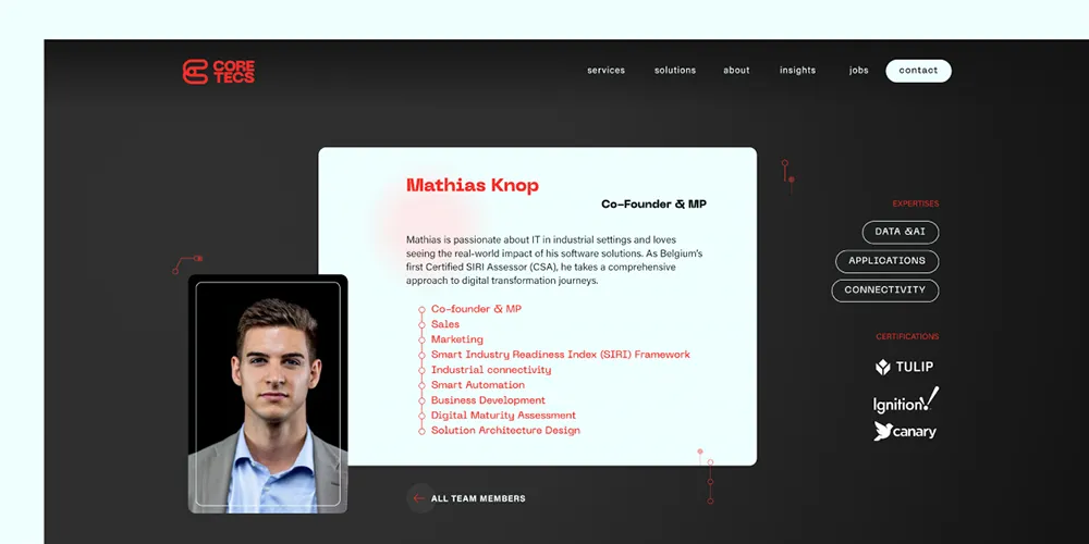 Screenshot iof a case page on the Coetecs website.