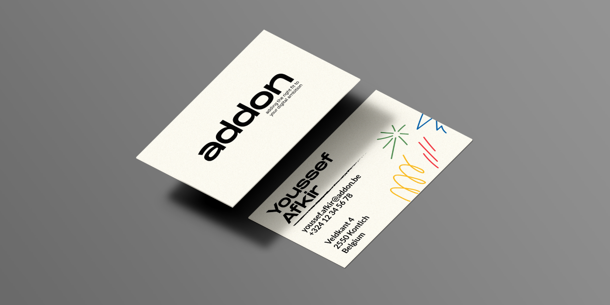 Mockup of addon branded busioness cards.