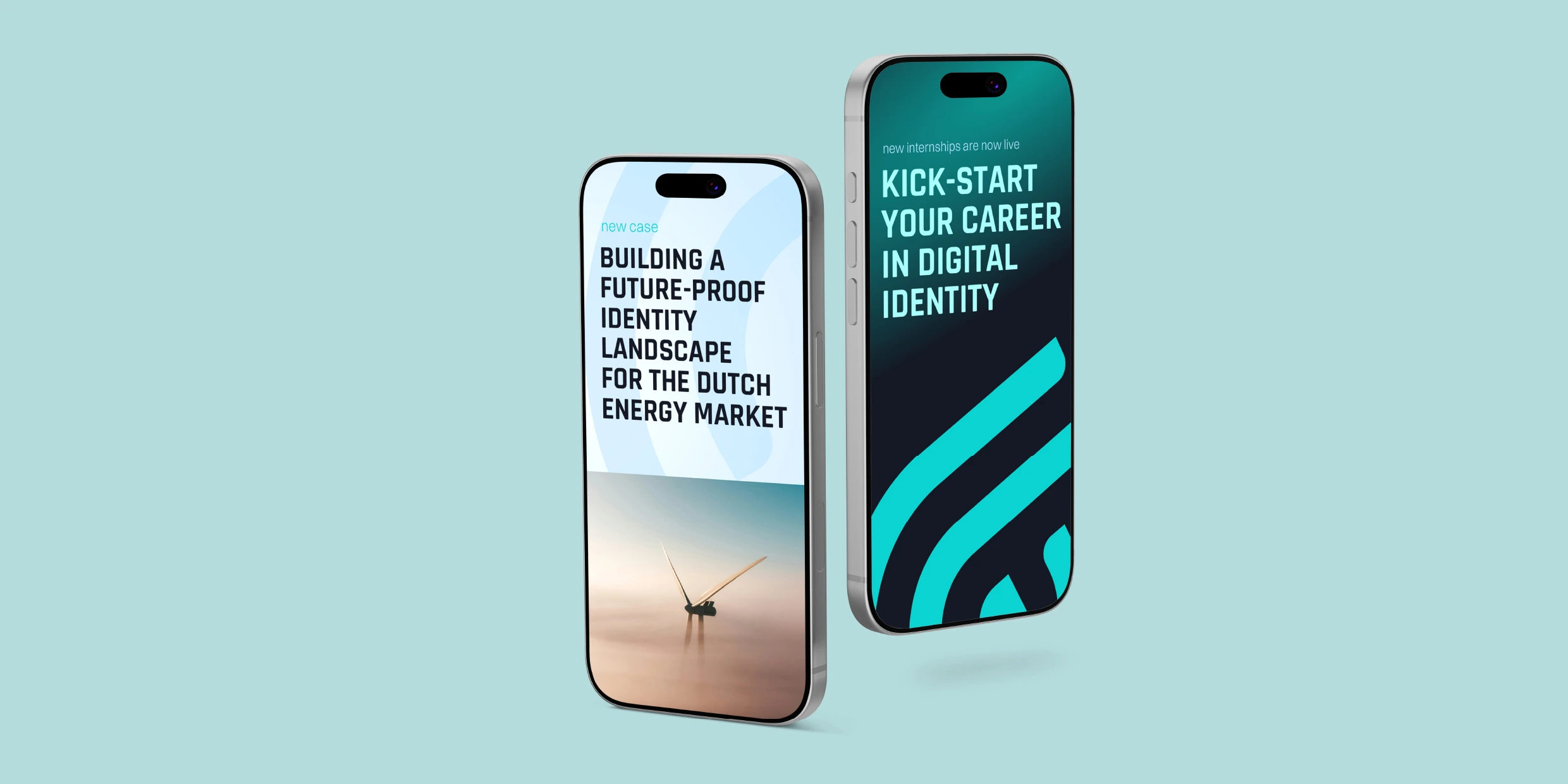 A mock-up of two visuals in IdentIT's branding on smartphones.