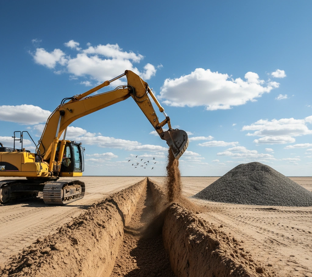 A finished site, perfectly graded, compacted, and free of debris, ready for the foundation crew; the result of expert site preparation services.