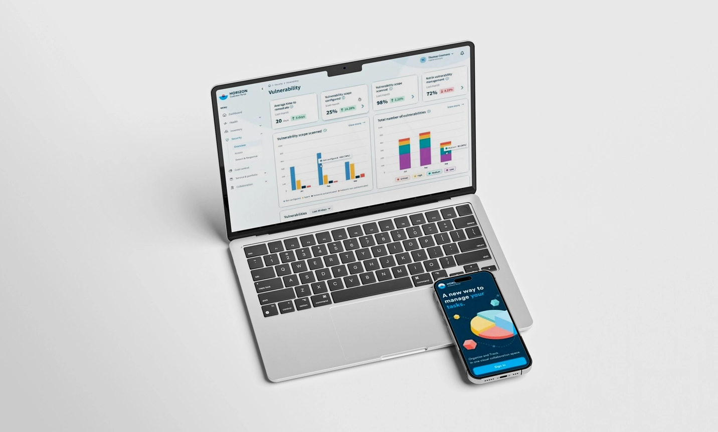 A robust design system and intuitive interface Horizon, transforming complex data into a seamless experience across web and mobile