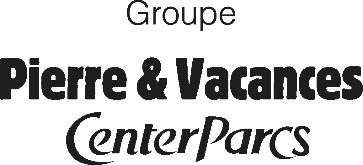 Logo with text 'Groupe Pierre & Vacances Center Parcs' in black font on a transparent background.