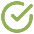 Green checkmark inside a circular outline.