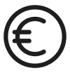Euro currency symbol encircled by a partial outline.