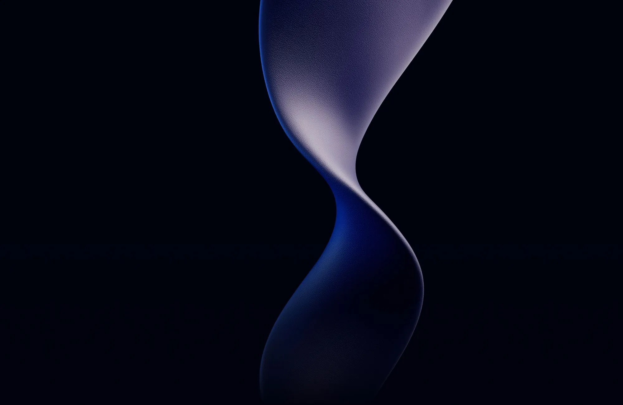 A textured, blue, twisting shape against a dark background.
