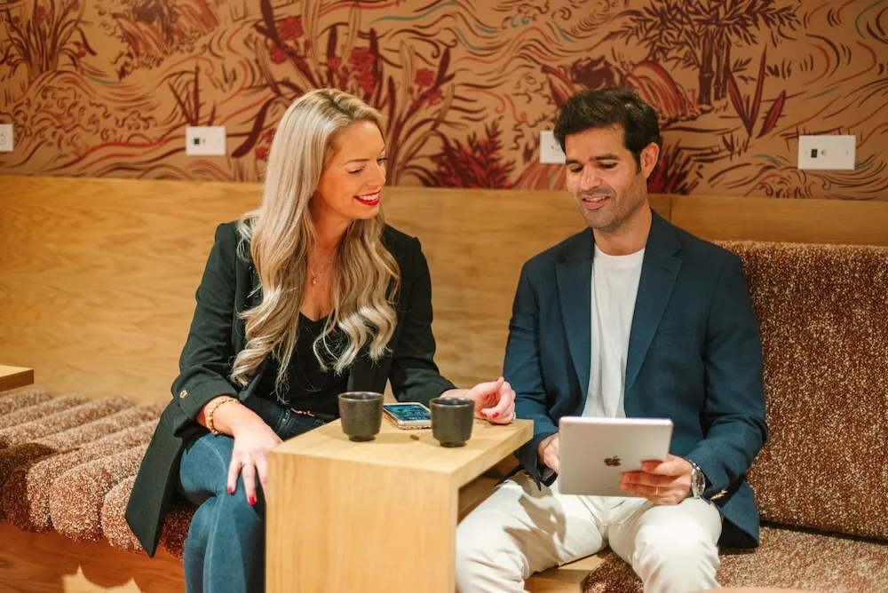 Barrena Branding founders in a client discussion