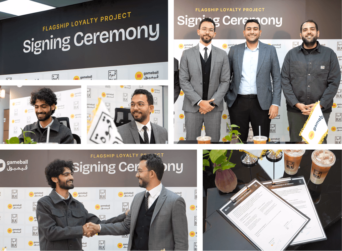 Collage of photos from the "Flagship Loyalty Project Signing Ceremony".
