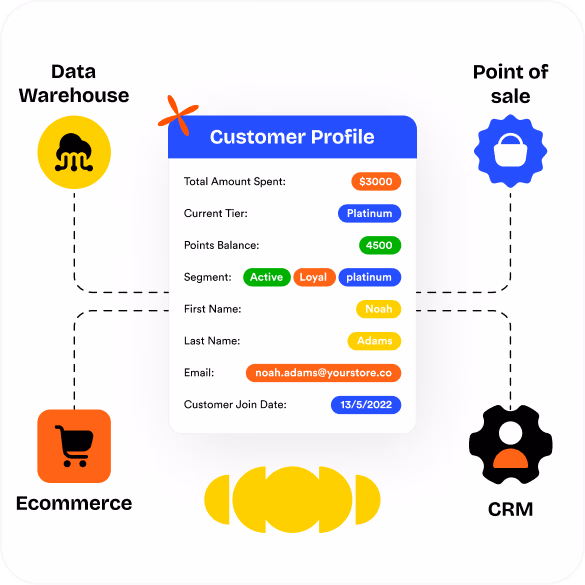 Customer profile dashboard pulling data from various sources.