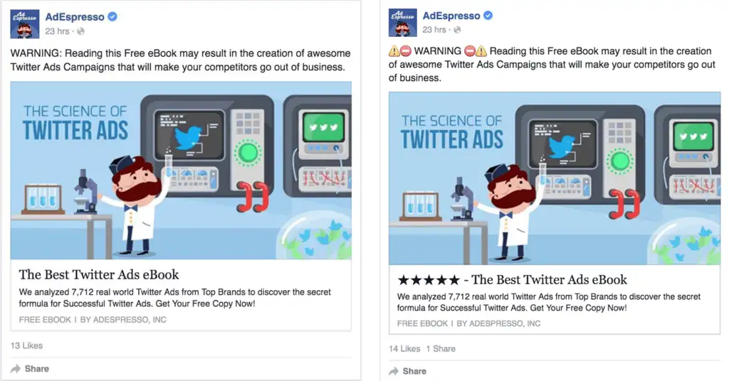 emojis in adespresso ad