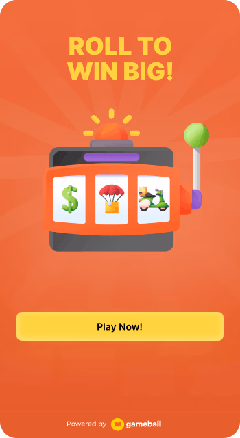 Screen depicting a slot machine style game to "Roll to Win Big!".