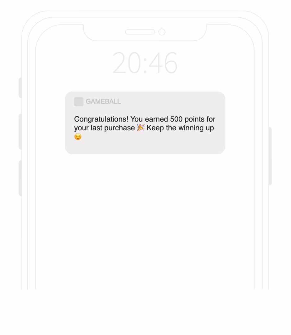 Smartphone notification: "Congratulations! You earned 500 points."