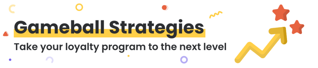 "Gameball Strategies" with an arrow pointing towards two stars, suggesting growth.