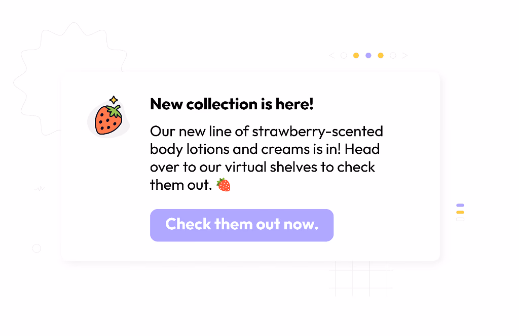 Example of an outbound web message asking e-commerce customers to check out a new product line 