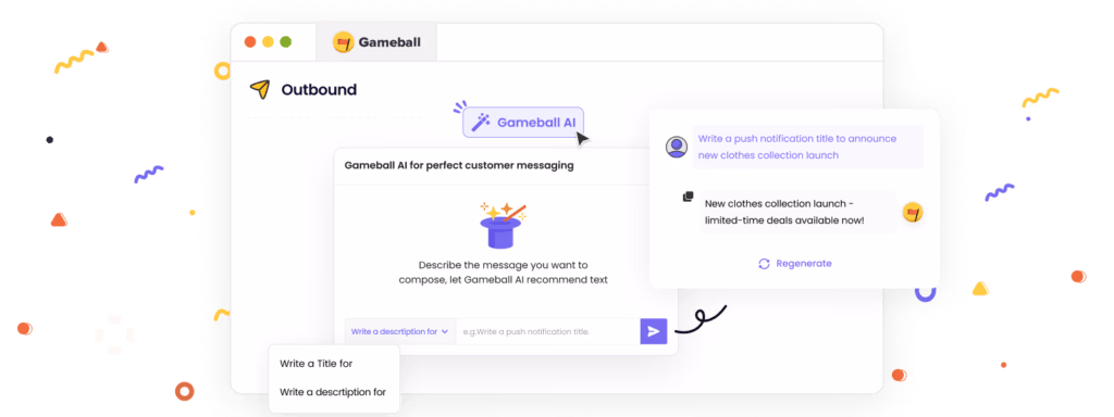 Gameball AI suggests push notification title for a new clothing collection launch.
