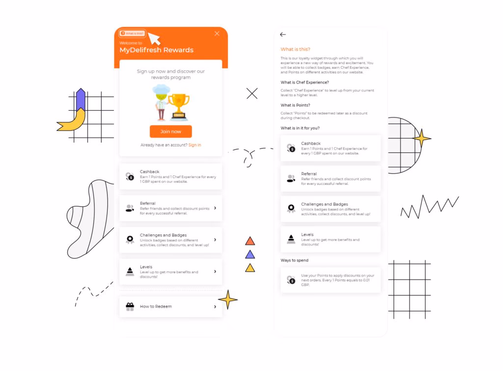 Example of a restaurant loyalty program widget by Gameball
