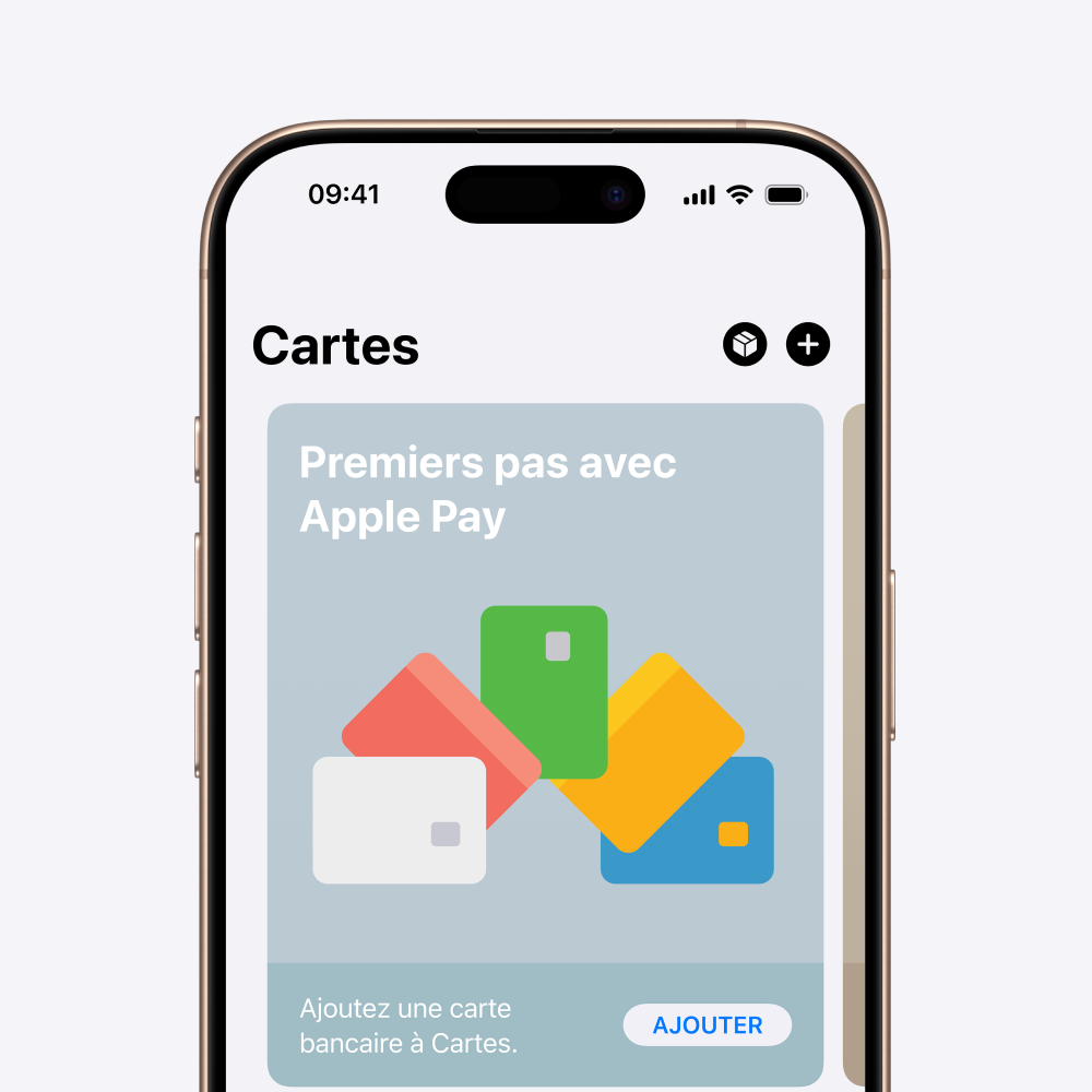 Écran d'iPhone affichant l'application Cartes pour ajouter une carte bancaire à Apple Pay.