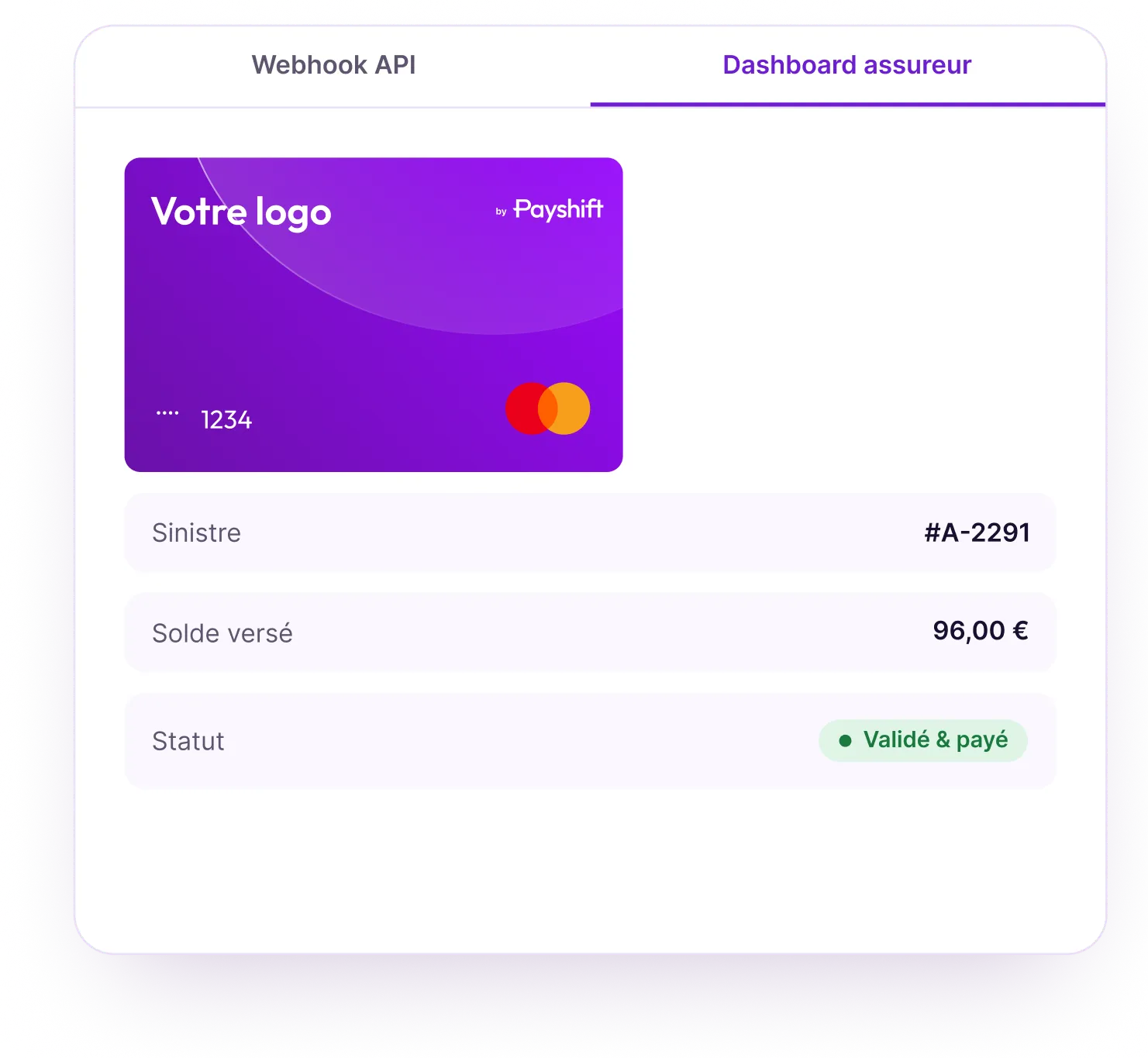 Illustration minimaliste abstraite montrant le dashboard d'un assureur avec la solution Payshift.