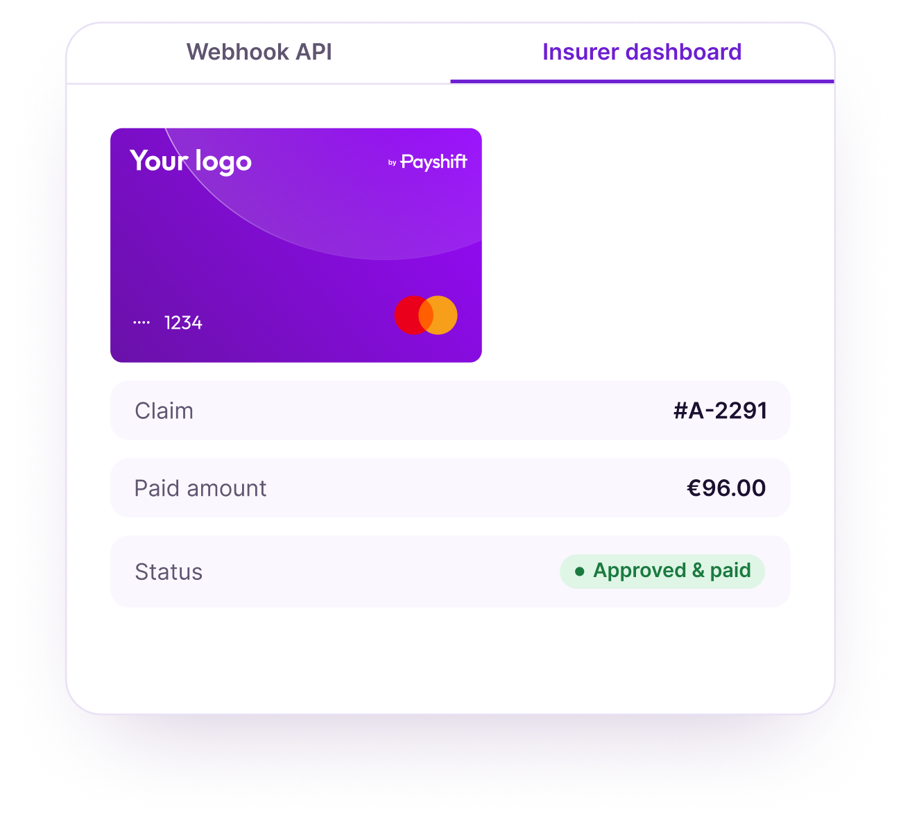 Abstract minimalist illustration showing an insurer's dashboard with the Payshift solution.
