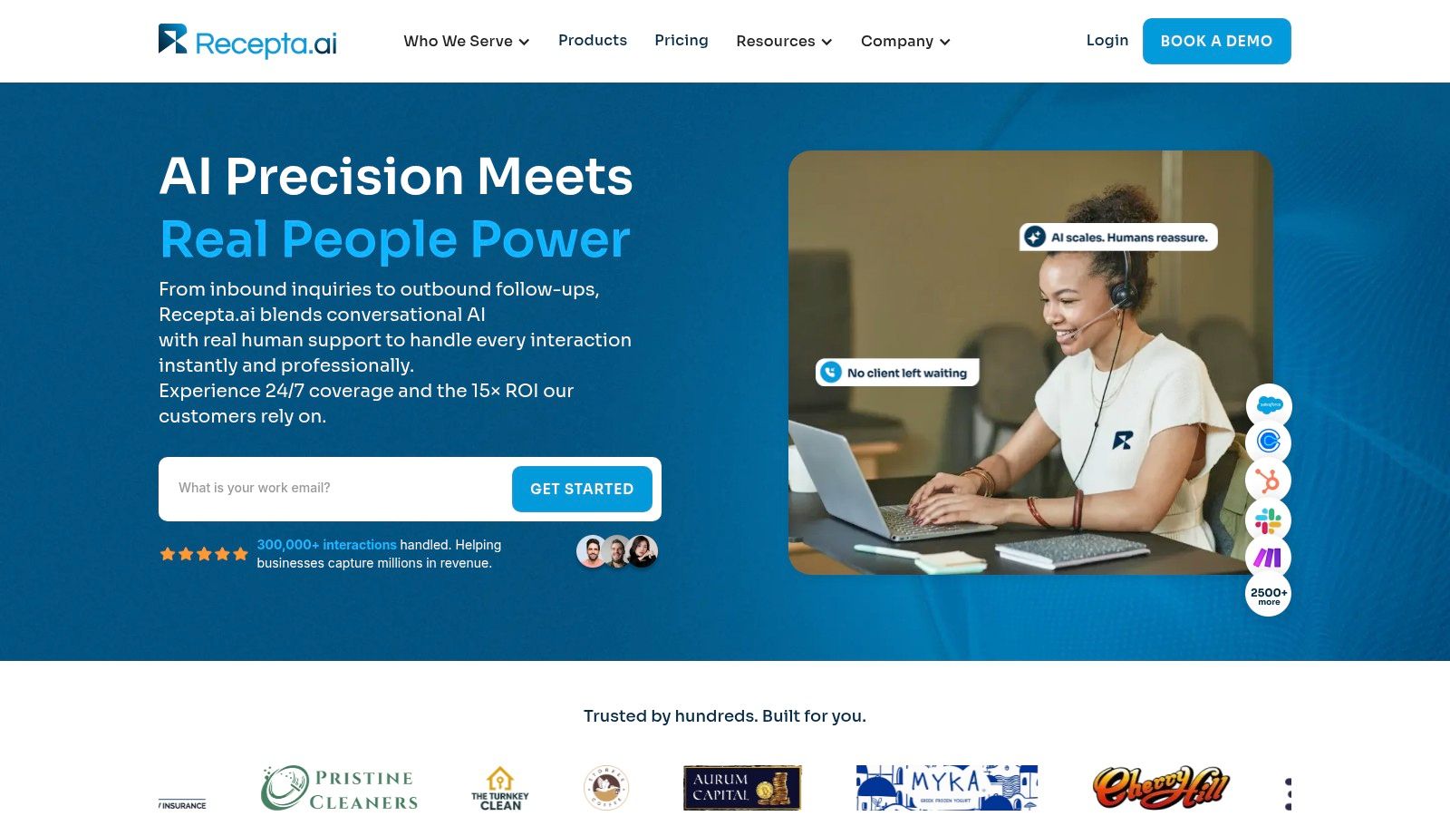 Recepta.ai virtual receptionist dashboard showing call analytics and summaries.