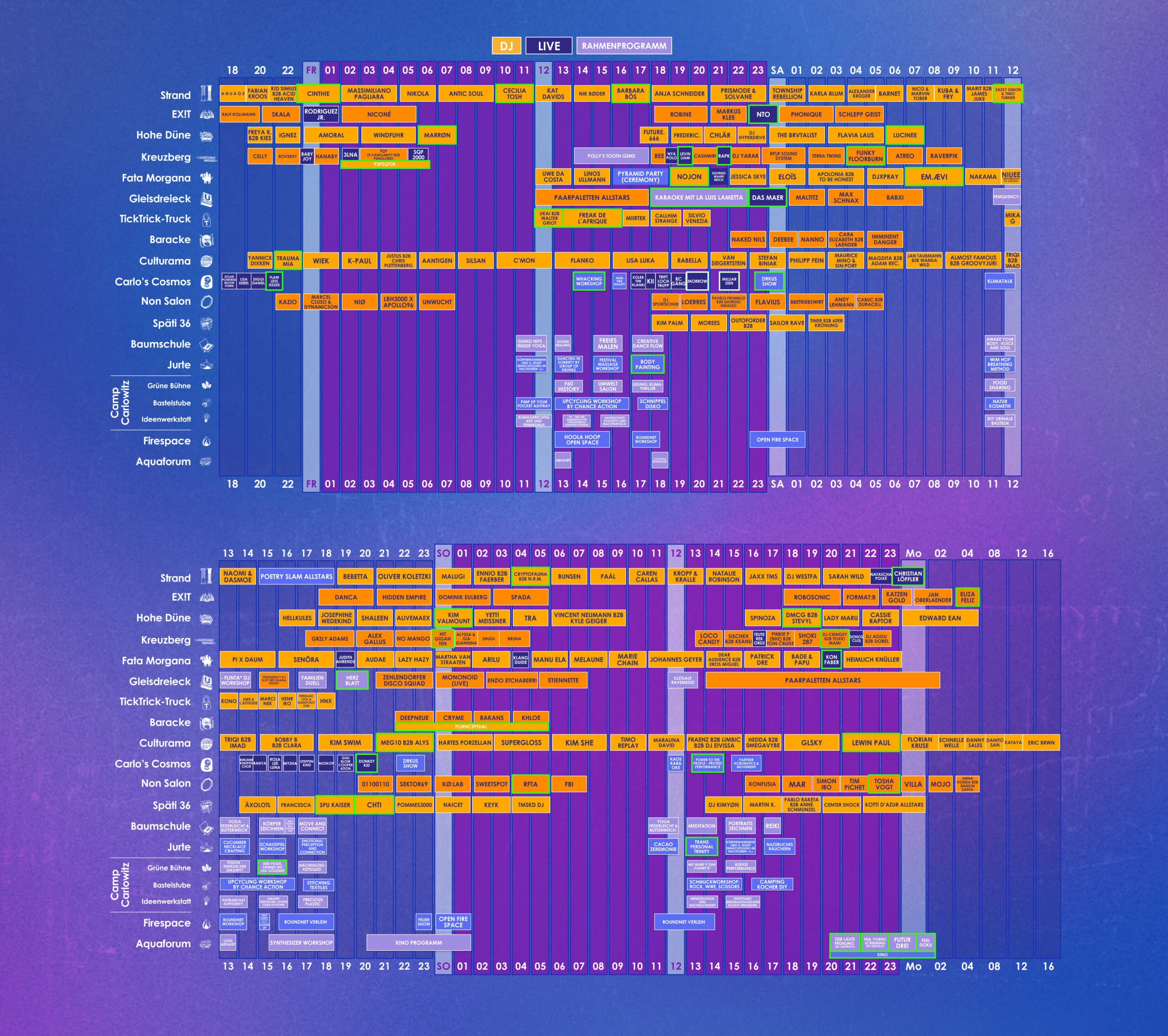 Der Timetable des Feel Festivals 2023.