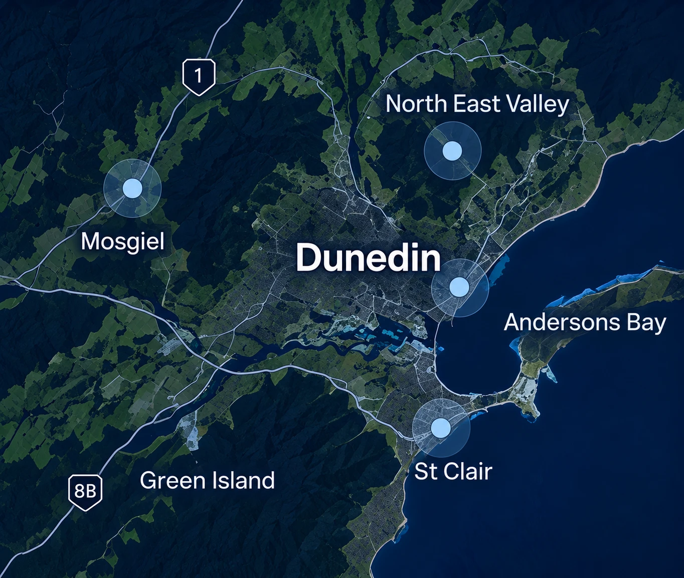 Map of the suburbs in this area