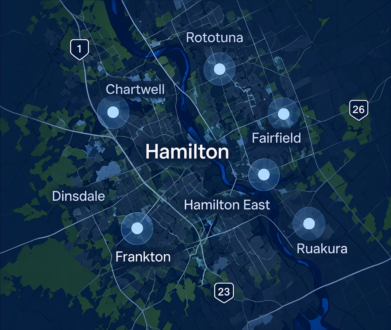 Map of the suburbs in this area
