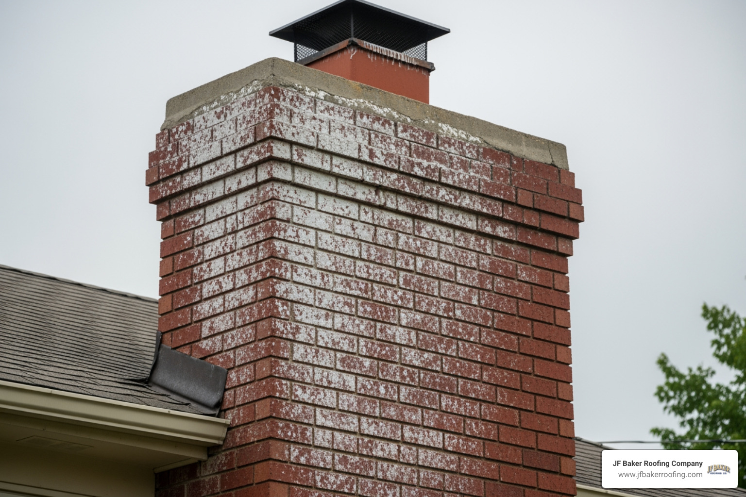 efflorescence on brick chimney - chimney leak fix