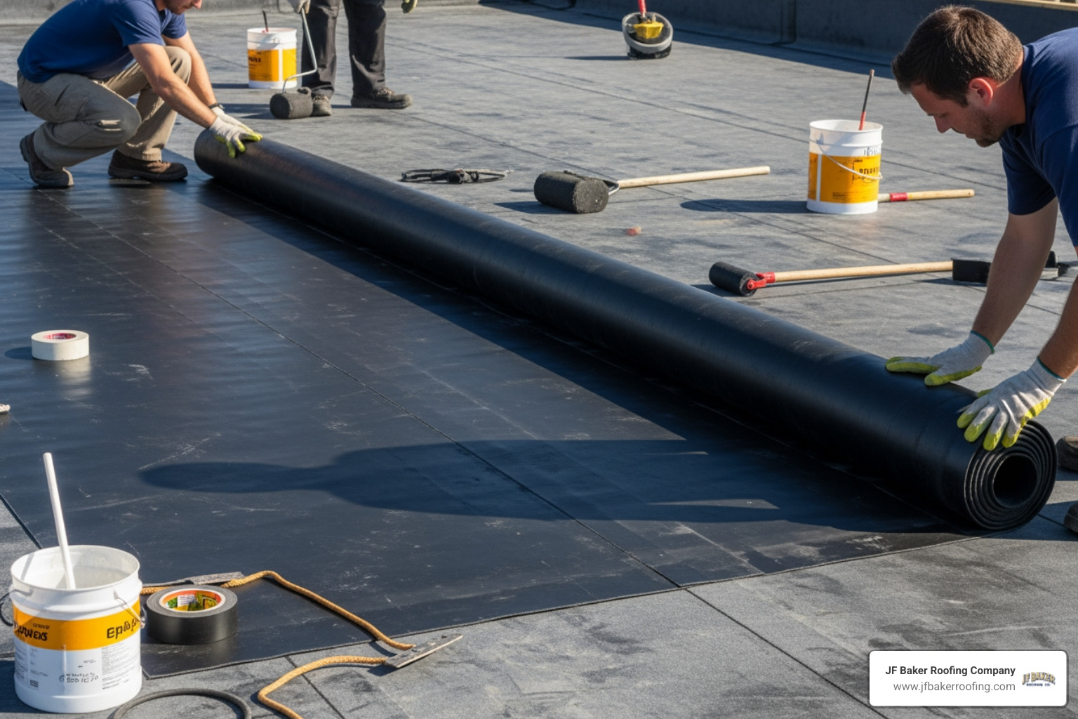EPDM membrane rolls ready for installation - epdm rubber roof installation EPDM membrane rolls ready for installation - epdm rubber roof installation