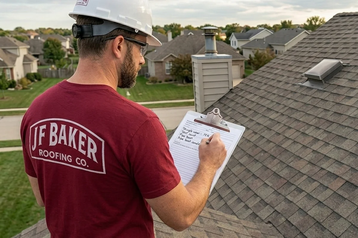 roofing contractor evaluating shingle roof