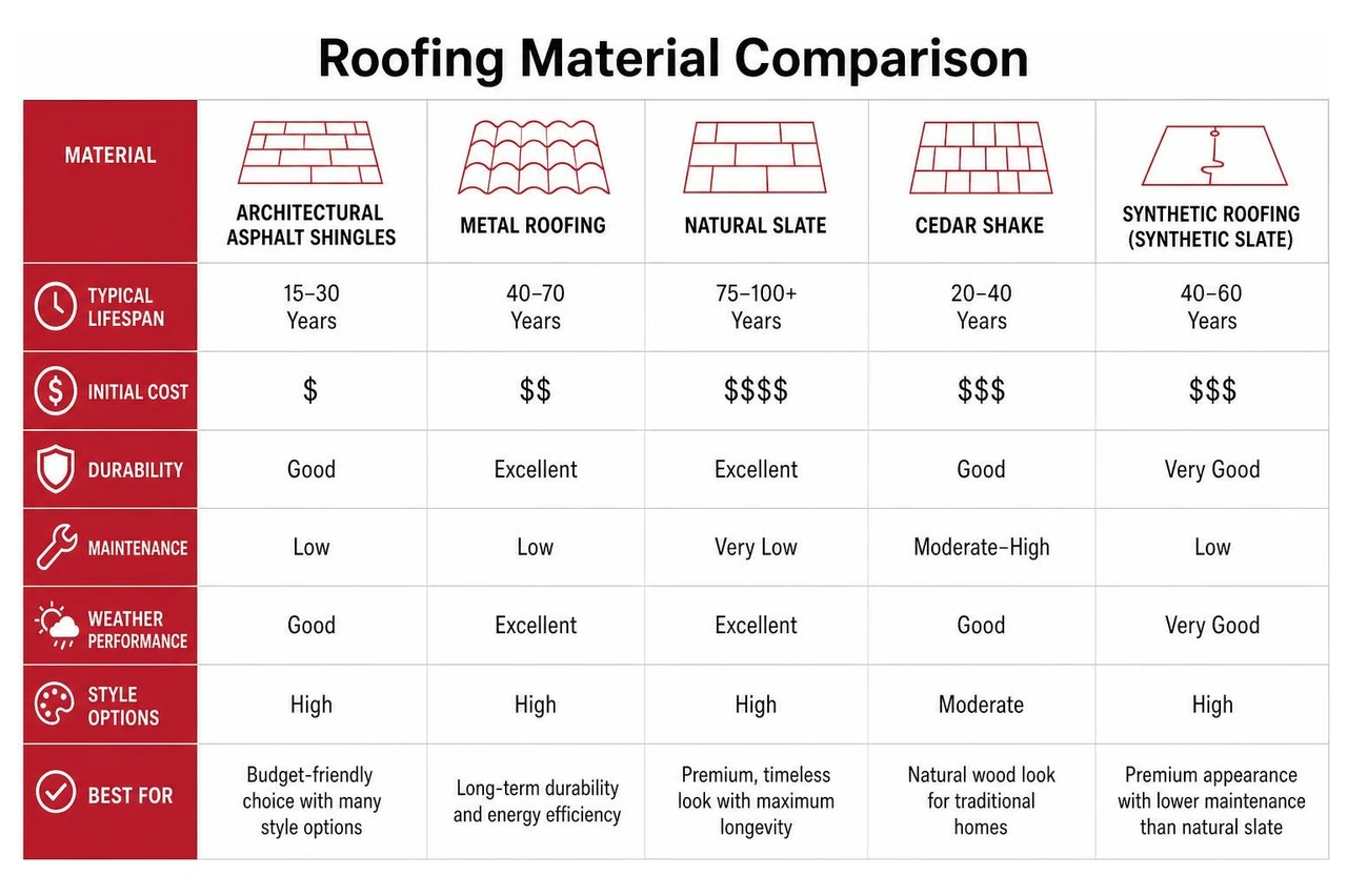 Roofing Material Comparison Diagram Roofing Material Comparison Diagram