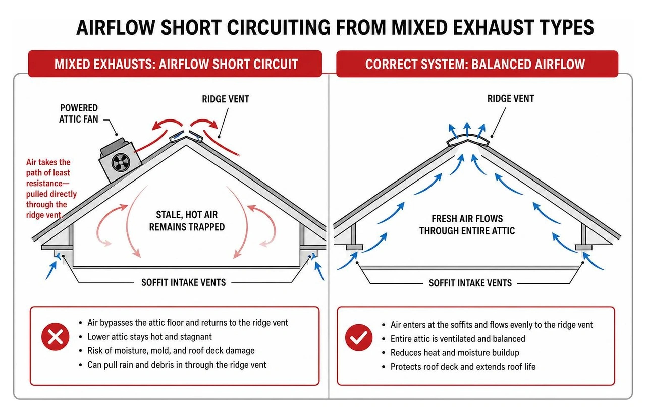 airflow short circuiting from mixed exhaust types airflow short circuiting from mixed exhaust types